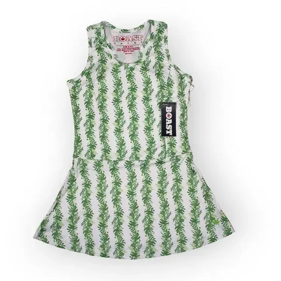 BOAST USA Girls Small Tennis Flora P Dress White Green Racerback Mini NWT - Picture 1 of 16